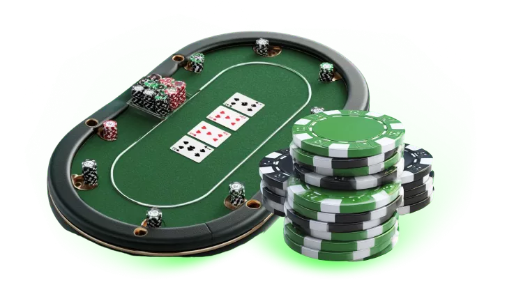 Mesa de pôquer verde WinWin com fichas