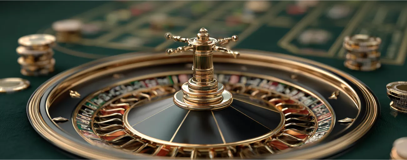 Roleta dourada WinWin e fichas de ouro